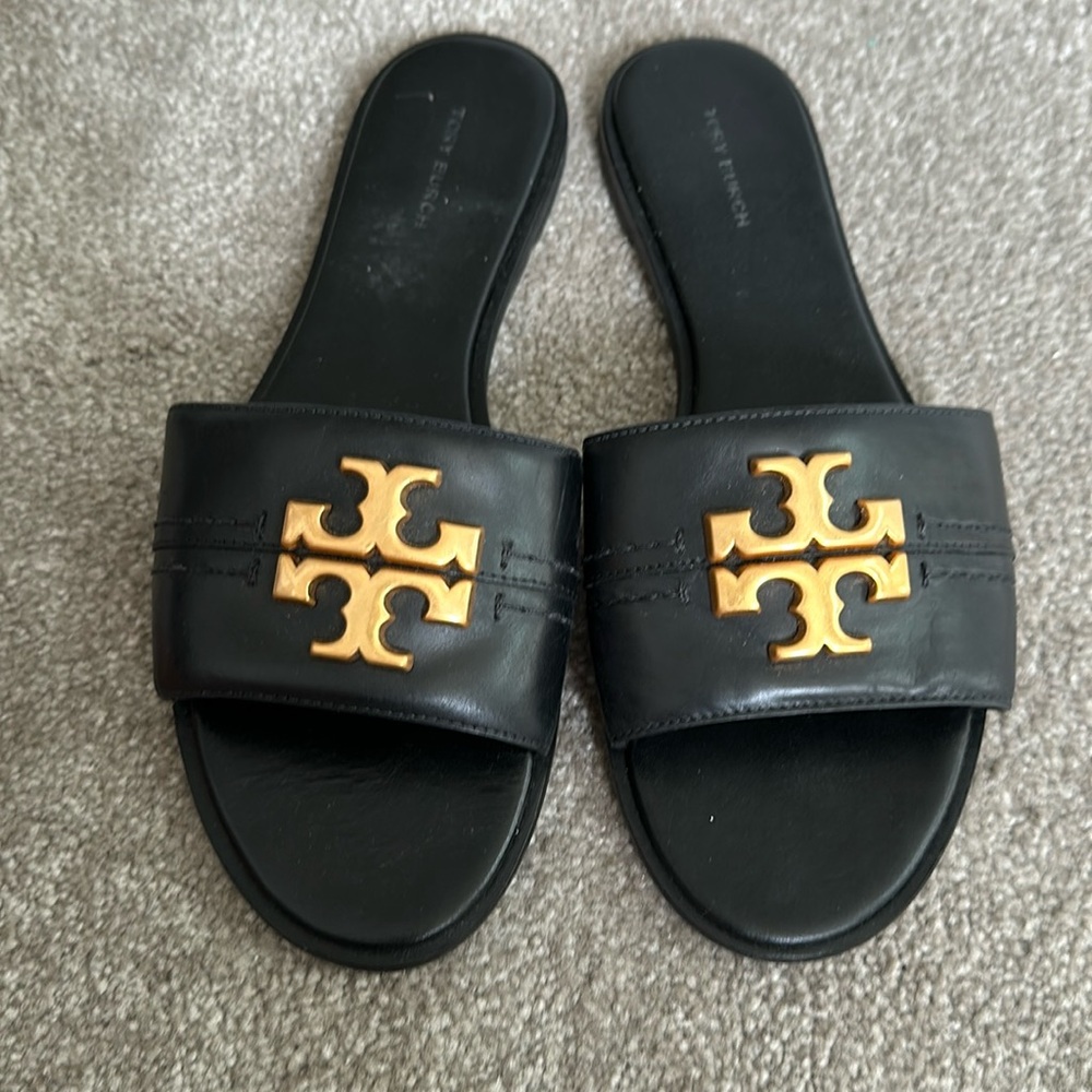 Tory Burch Black and Gold Sandals